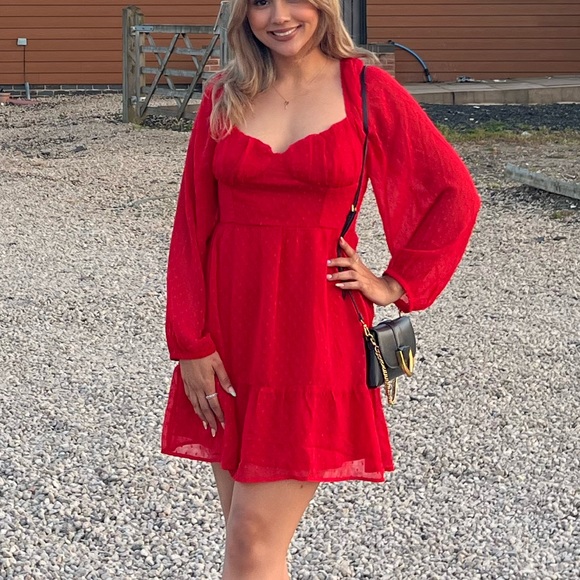 Red Long Sleeve Dress - Picture 1 of 2